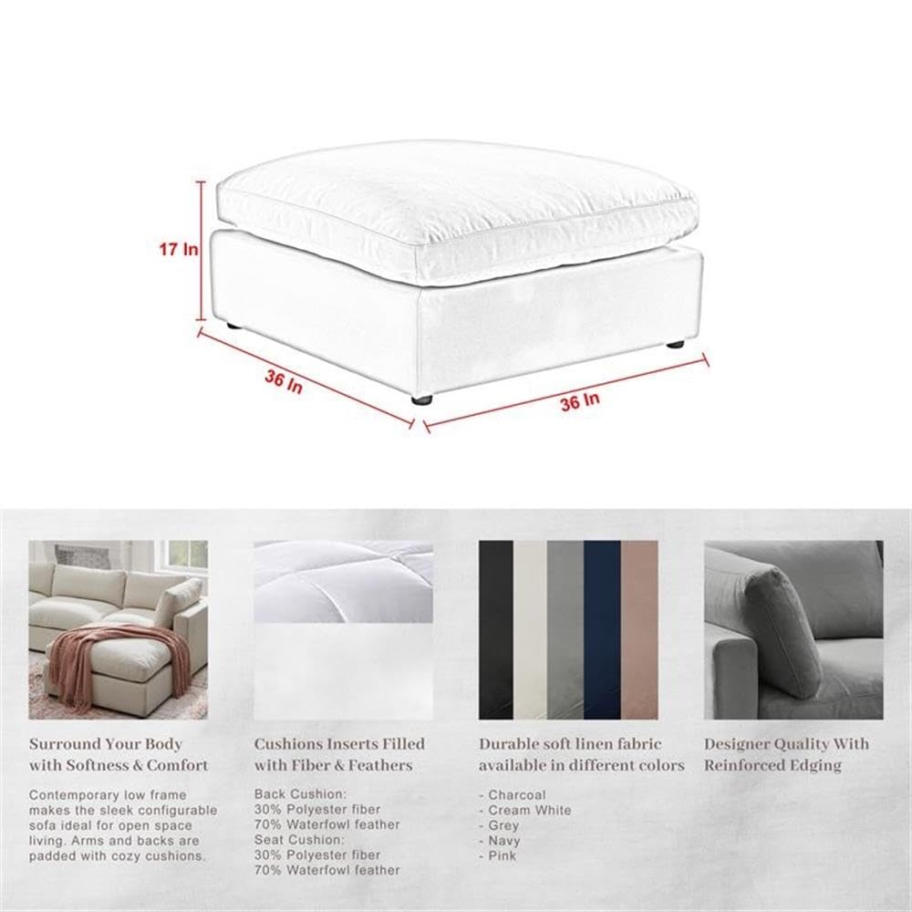 Kaelynn Ottoman Pink Linen Upholstered Storage Bench - Soft Pink Fabric Footrest with Storage for Living Room, Bedroom & Nursery | Perfect for Extra Seating and Home Organization