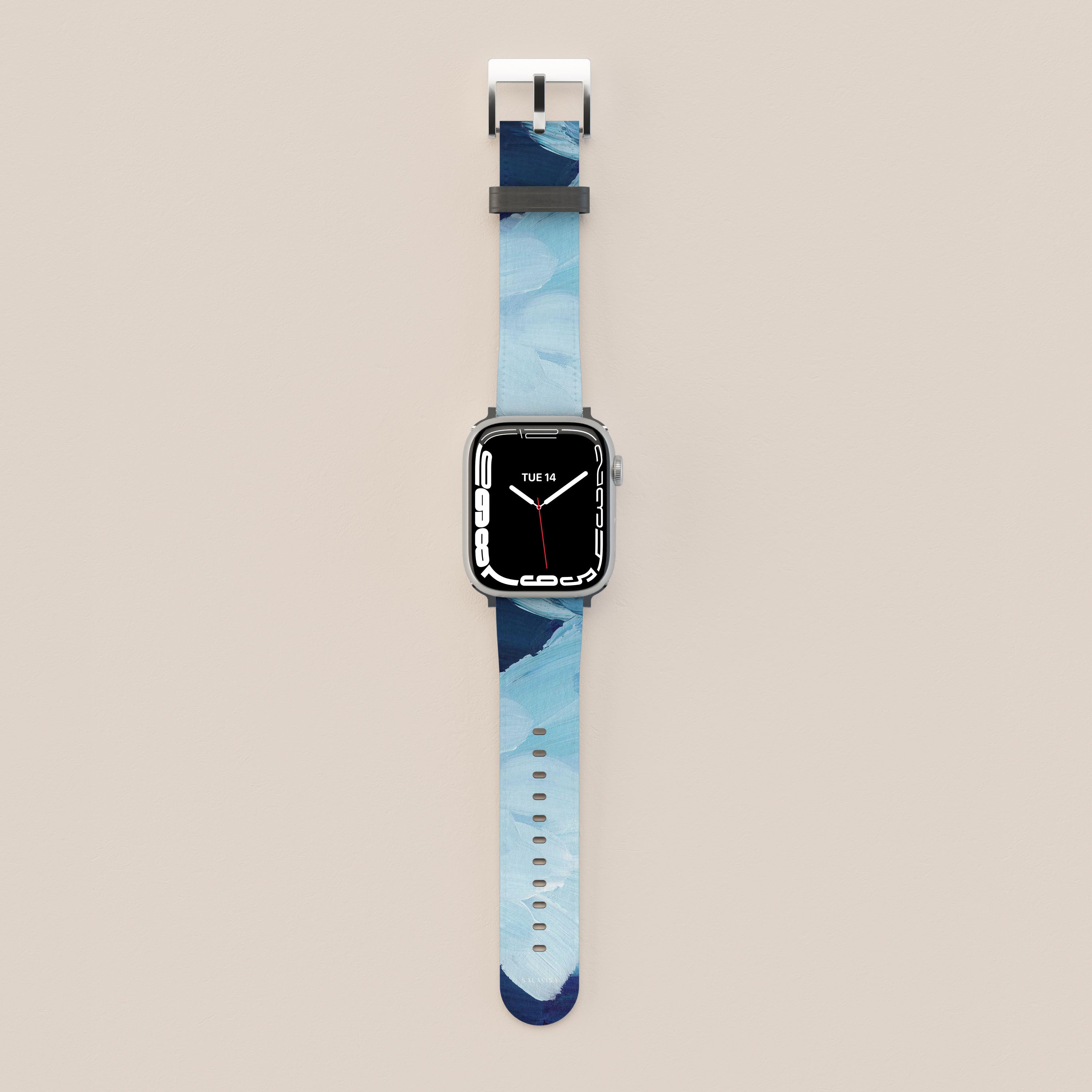 Premium Ocean Blue Paint Apple Watch Band - Soft Silicone Replacement Strap for Apple Watch Series 9/8/7/6/SE/5/4/3/2/1 - Perfect for Swimming, Running & Everyday Wear