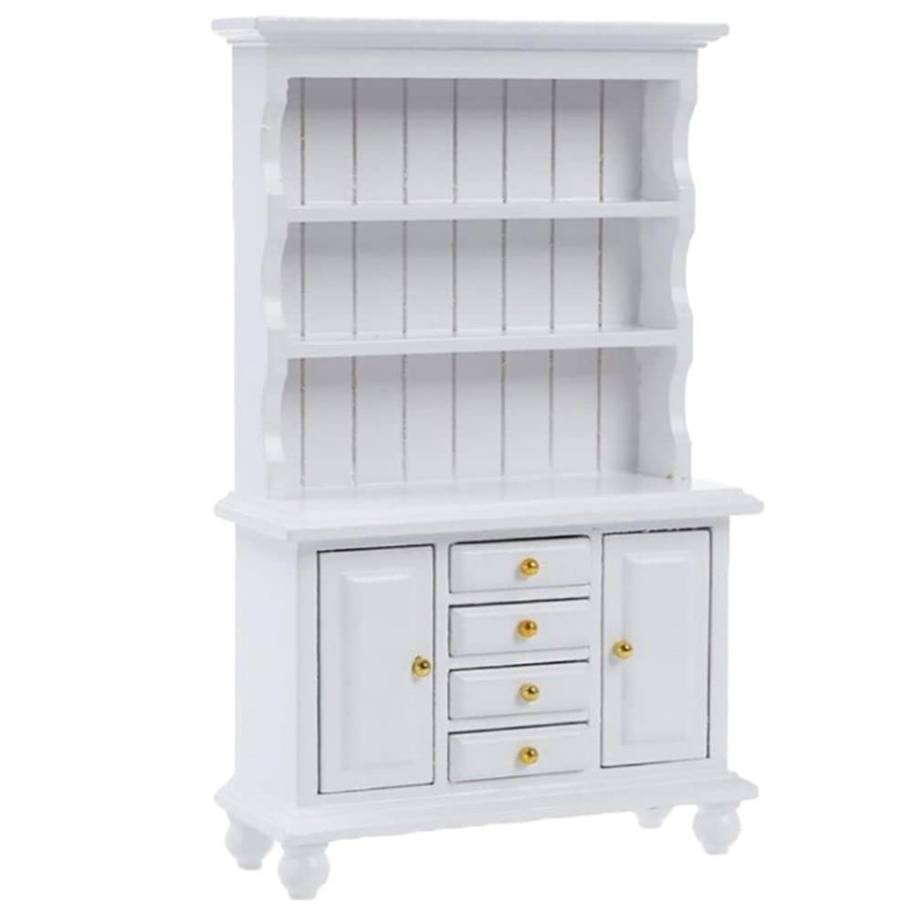 Mini Bookshelf Toy for Dollhouse - White Wooden Miniature Decor, Pretend Play Furniture & Home Accessories for Kids - Perfect for Dollhouse, Room Decor, and Educational Play