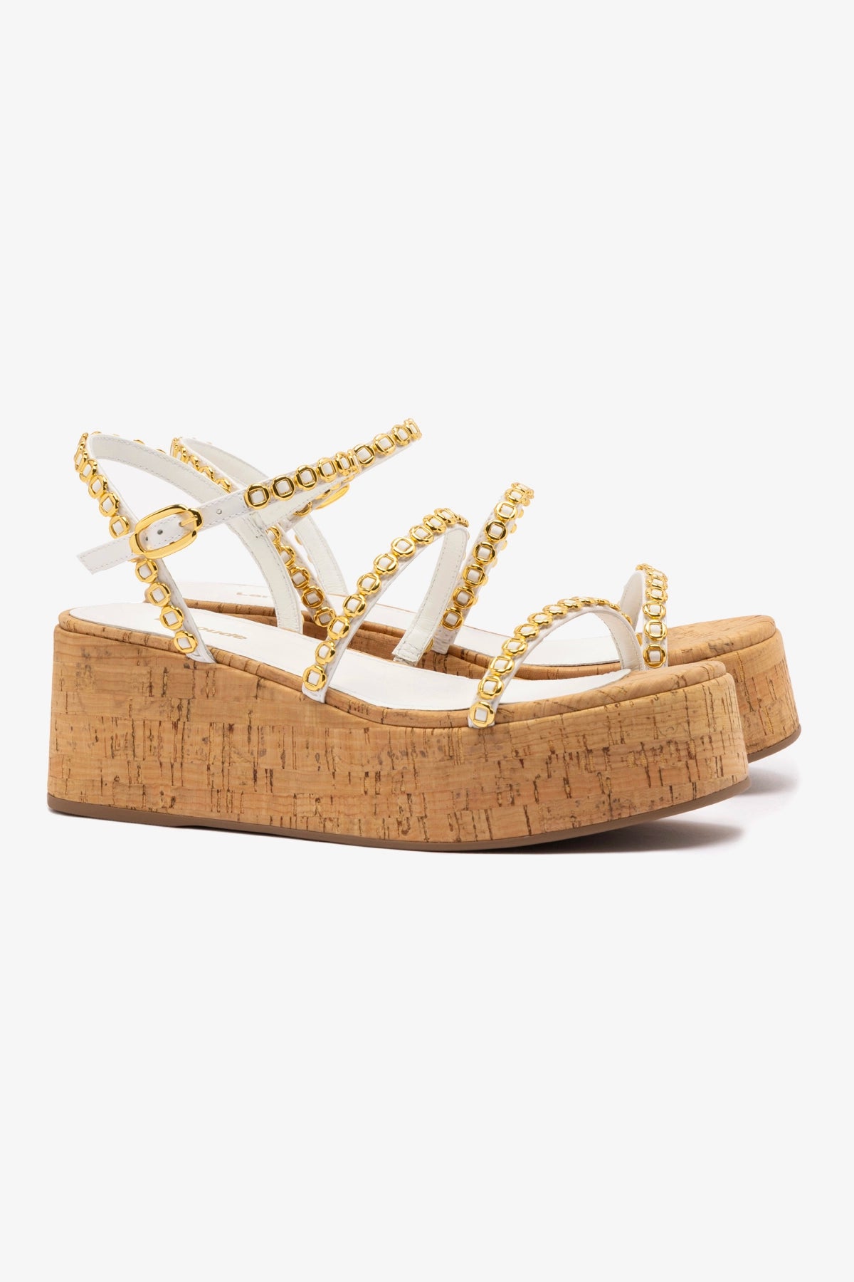Gio Milanina White Patent Leather & Natural Cork Flatform Sandals - Stylish Comfort for Summer Outings & Beach Vacations
