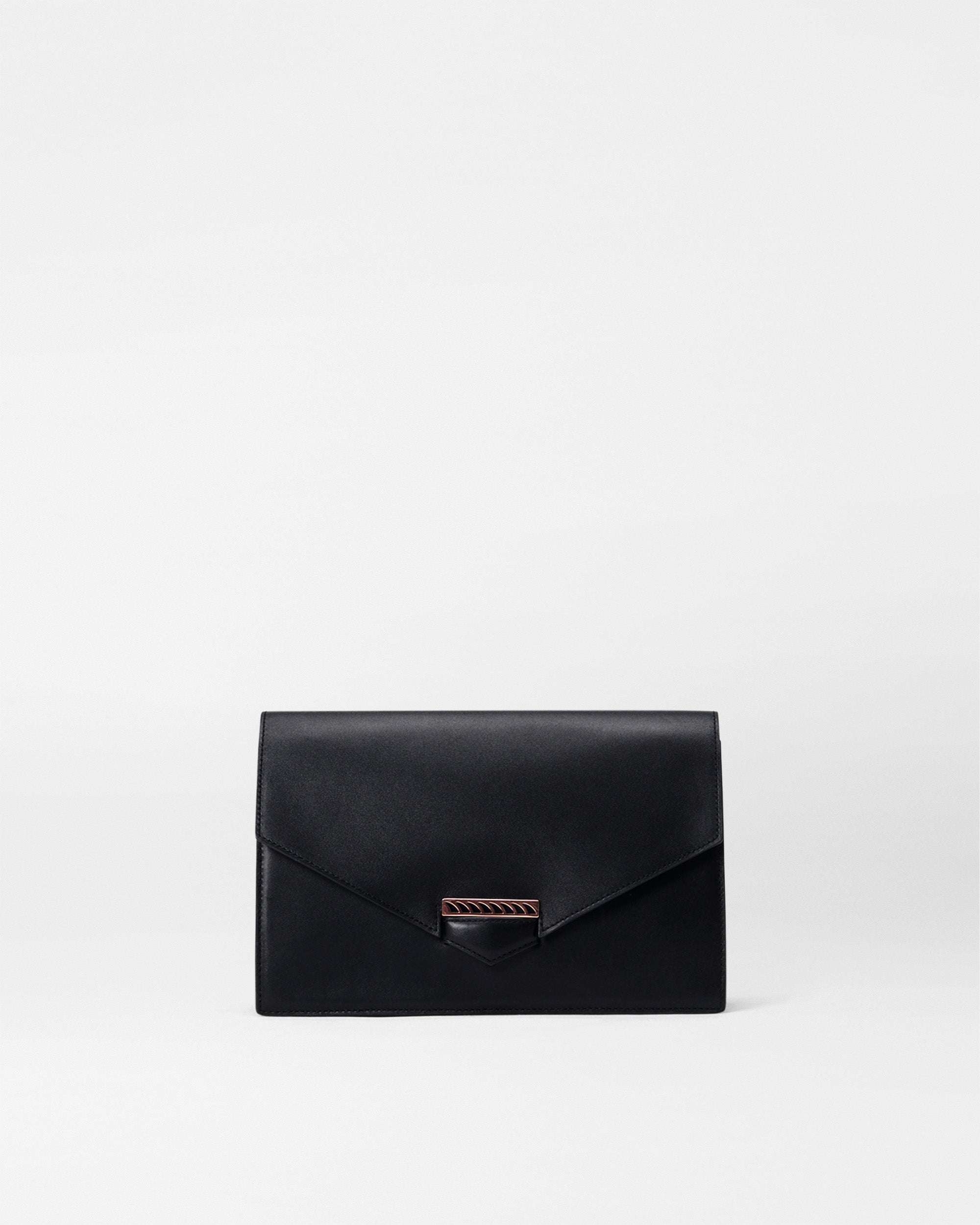 Dezso Genuine Black Leather Finn Clutch for Women - Stylish Handbag for Evening Parties, Date Nights & Special Occasions