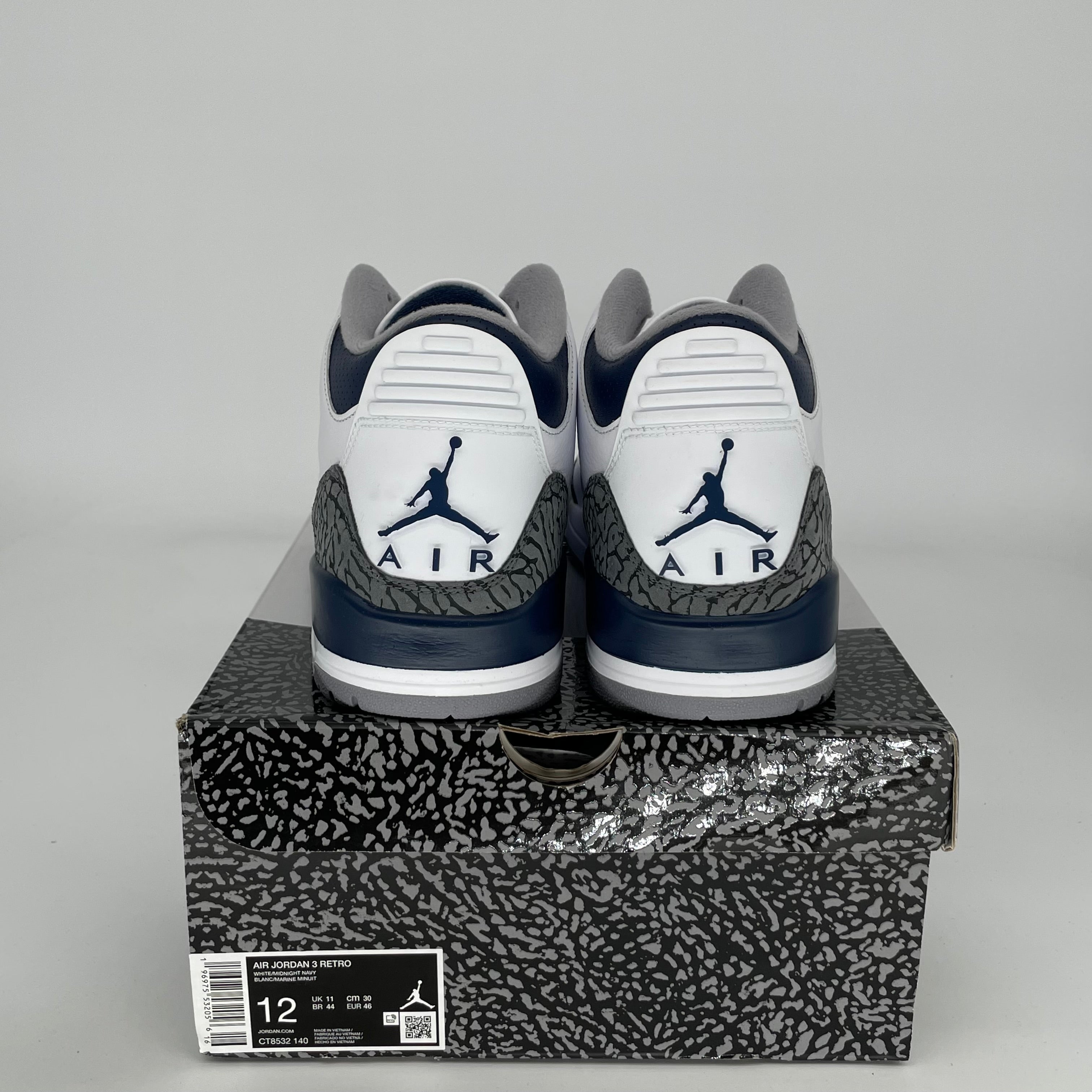 AIR JORDAN 3 Retro Midnight Navy Men's Basketball Shoes Size 12 (CT8532-140) - Perfect for Streetwear & Court Performance
