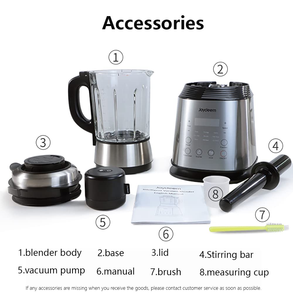 Joydeem VK-1802 1000W Countertop Blender with Vacuum Pump - 59oz Large Capacity for Soy Milk, Soup, Porridge, Milkshakes & Juicing - Pre-set Programs & Keep Warm Function - Perfect for Smoothies, Meal Prep & Healthy Drinks - Black