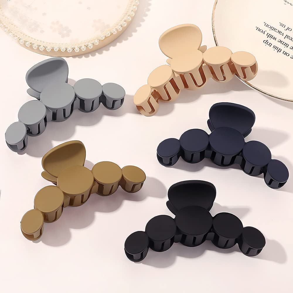 STYLEDOSE Large Non-Slip Claw Clips for Thick Hair - 5pcs Matte & Glossy Hair Clips with Strong Hold for Women, Perfect for Updos, Ponytails & Everyday Hairstyles