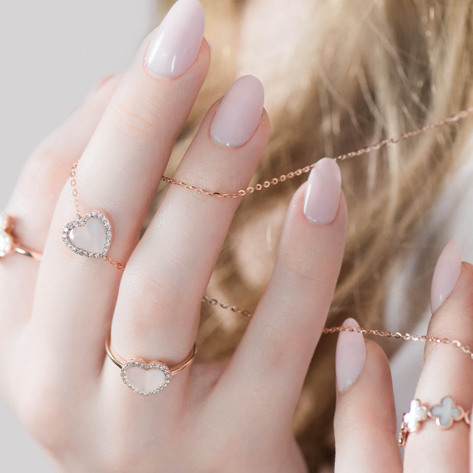 14K Rose Gold Mother of Pearl Heart Ring with Diamond Halo - Elegant Jewelry for Valentine's Day, Anniversary & Romantic Gifts