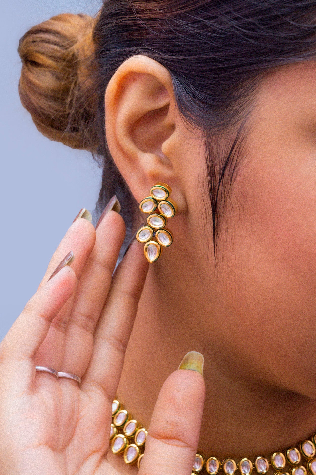 Elegant Gold Plated Royal Kundan Necklace Set with Matching Earrings (D365) - Perfect for Weddings, Parties & Special Occasions
