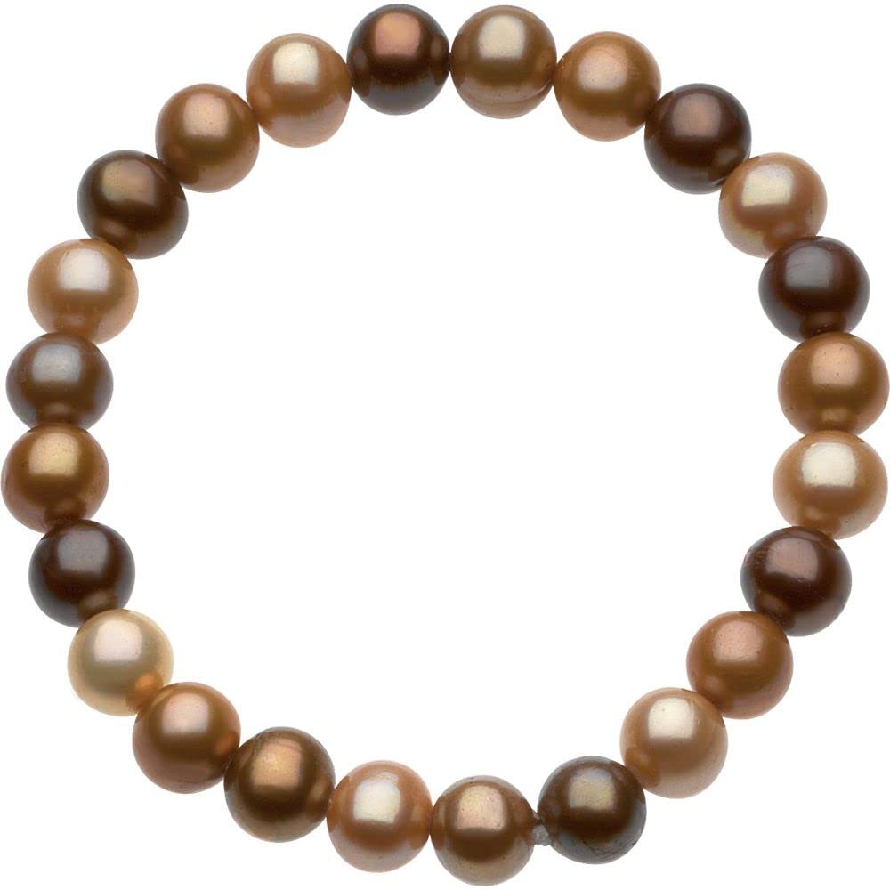 Freshwater Cultured Dyed Chocolate Pearl Stretch Bracelet (8-9mm) - Elegant Fine Jewelry for Women, Perfect Gift for Her, 7