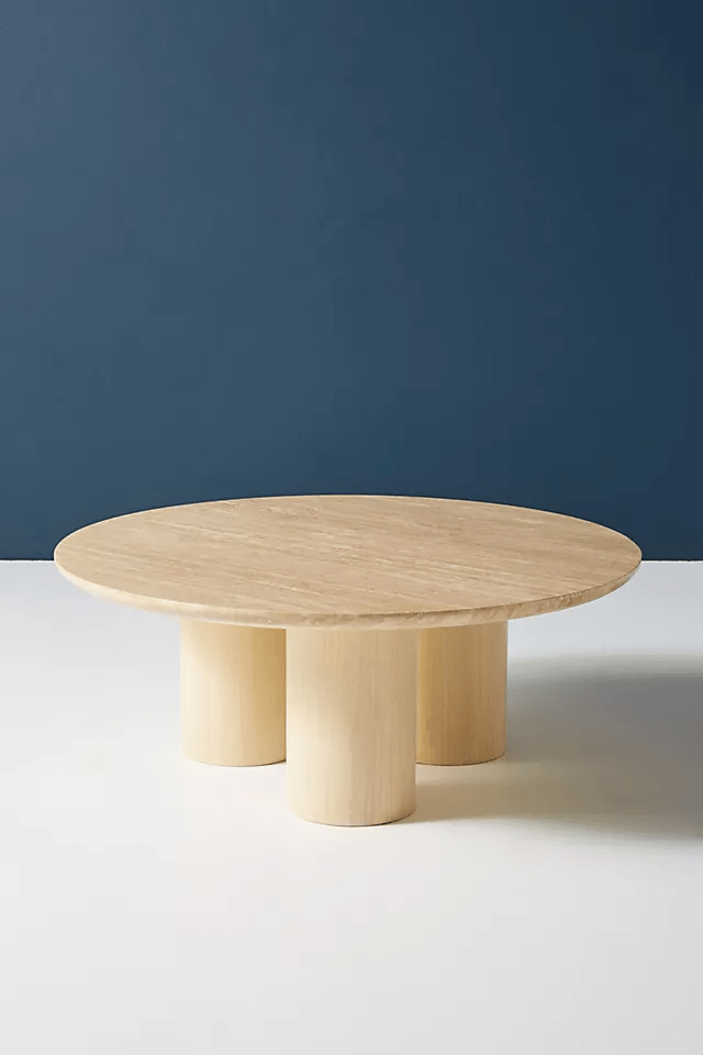 Handmade Wooden Round Coffee Table - Indian Design, Natural Wood Finish - Perfect for Living Room, Lounge, or Office Decor
