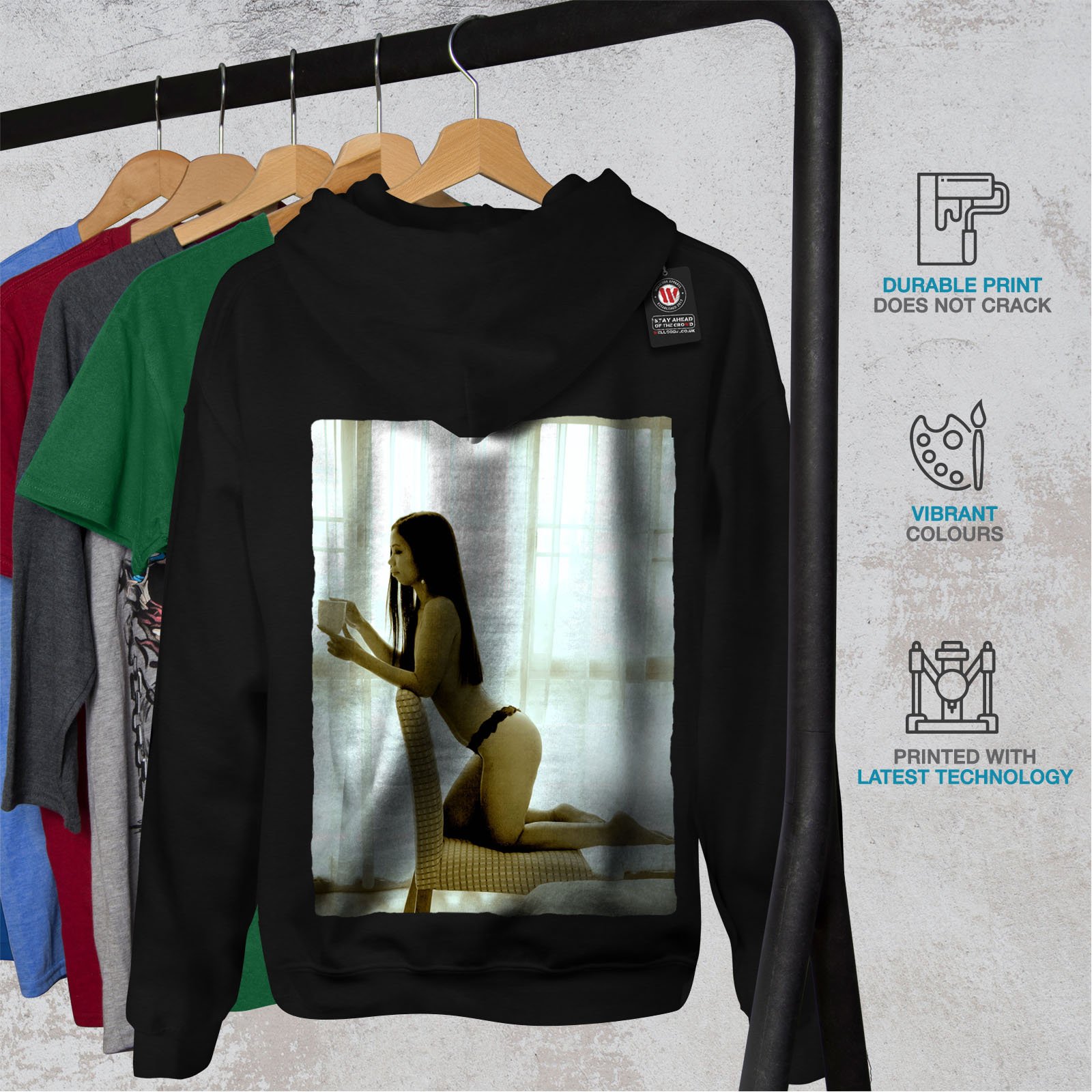 Wellcoda Women's Sexy Booty Naked Print Hoodie - Trendy Streetwear for Casual Outfits & Night Out Looks