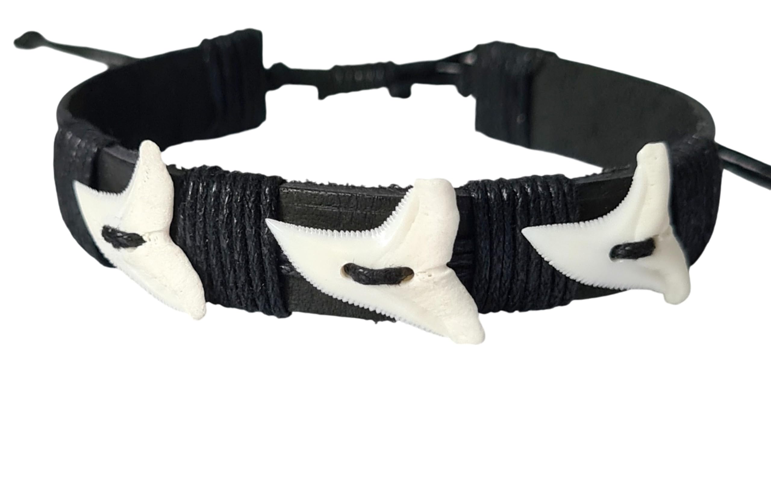 Handmade Genuine Mako Shark Tooth Leather Bracelet for Men & Women - Surfer Beach Jewelry AA211 | Perfect for Surfing, Beach Vacations & Outdoor Adventures