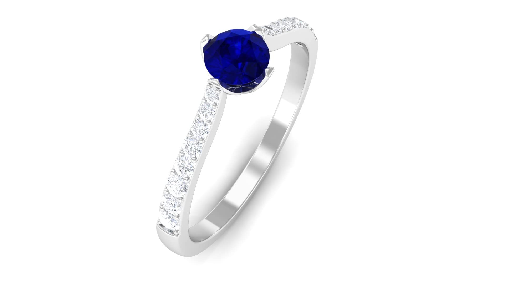 3/4 CT Natural Blue Sapphire and Diamond Ring for Women - 14K Solid Gold Solitaire Engagement Ring | Perfect for Weddings, Anniversaries & Special Occasions