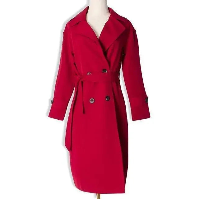 Stylish St. Tropez Trench Coat for Women - Classic Waterproof Long Coat with Belt - Perfect for Fall, Winter & Office Wear