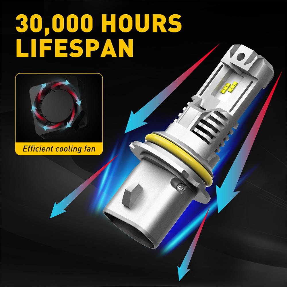 9007 LED Fog Light Bulb - 15000 Lumens, 6500K Cool White - High Brightness for Trucks, SUVs, and Off-Road Vehicles in Foggy or Low Visibility Conditions