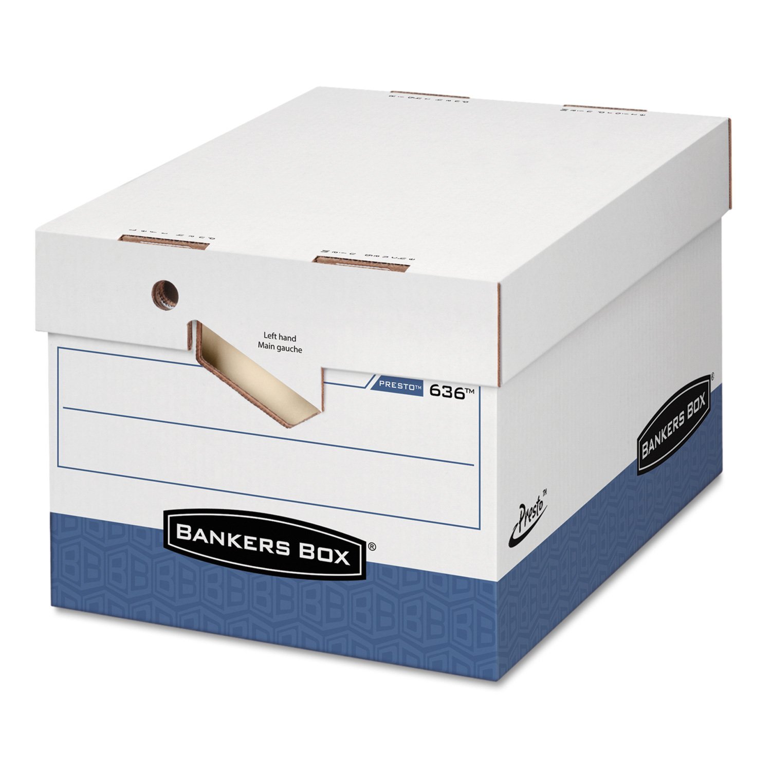 Bankers Box Presto Maximum Strength Storage Box - Letter/Legal Size - White - 12 Pack - Heavy Duty File Storage for Office, Home & Business Organization
