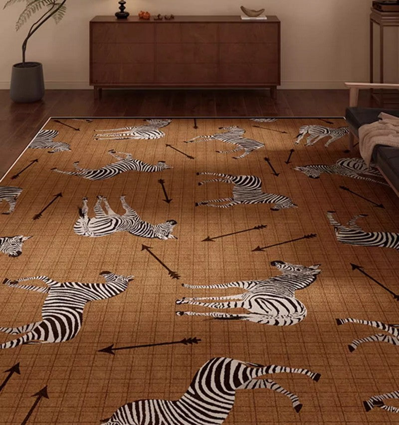 Modern Area Rugs for Dining Room & Living Room - Mid Century Zebra Pattern Contemporary Floor Carpet - Perfect for Bedroom, Home Decor & Office Spaces