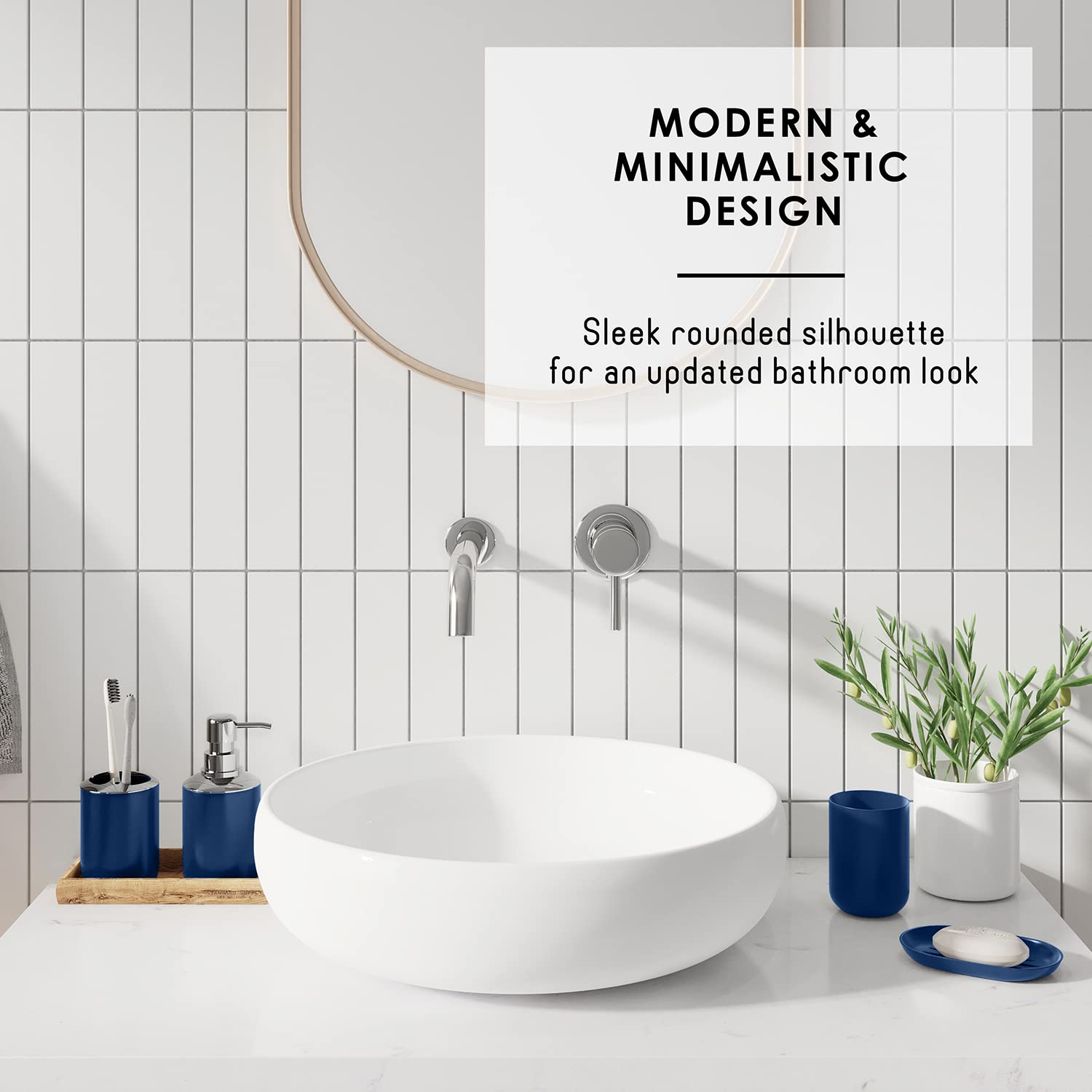 Clara Clark 23PC Navy Bathroom Set with Shower Curtain & Rugs - Perfect for Modern Bathrooms