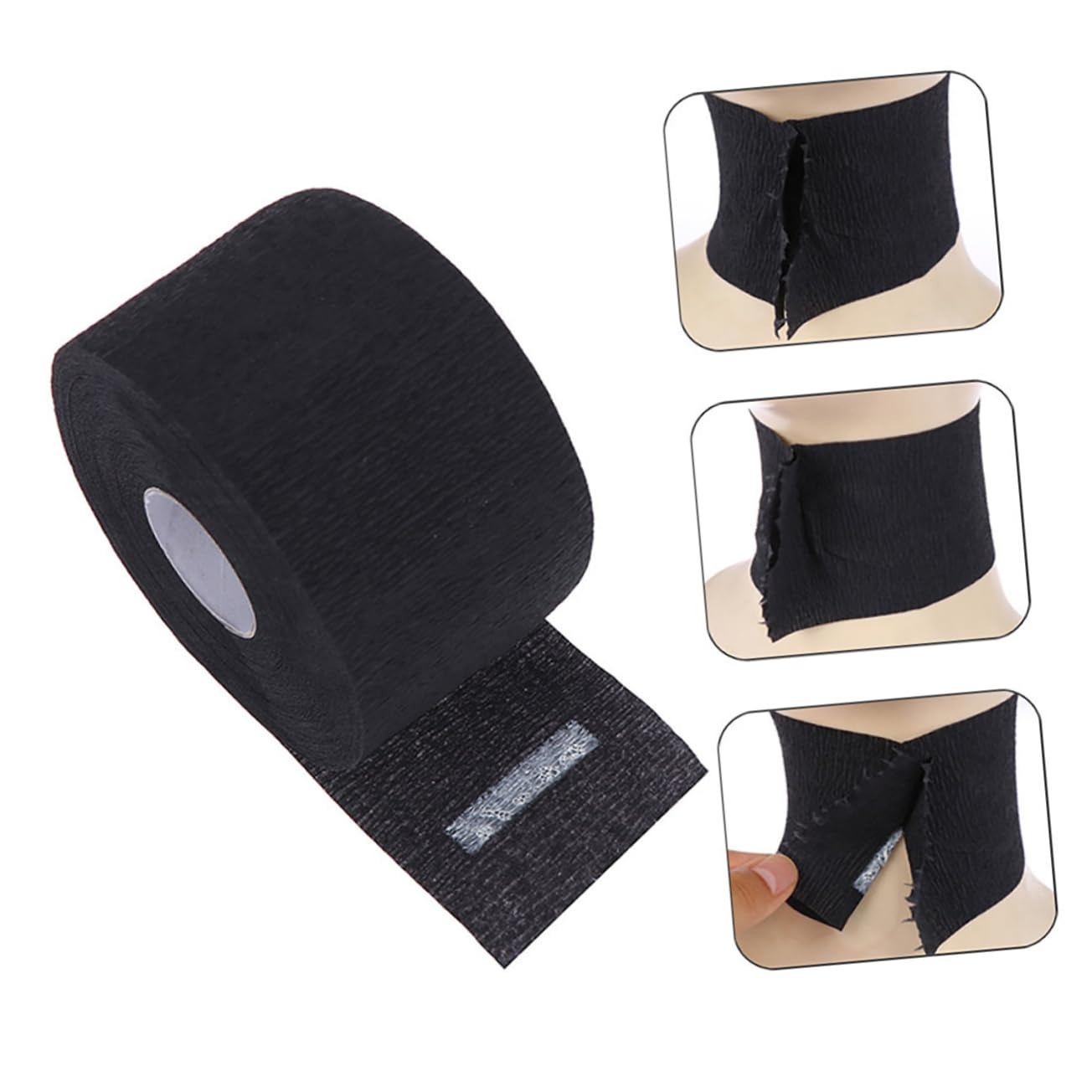 FOMIYES 10 Pack Black Stretchable Hair Cutting Neck Strips - Disposable Barber Neck Paper for Hair Salons & Home Haircuts - Ideal for Hairdressers, Stylists & DIY Hair Trimming