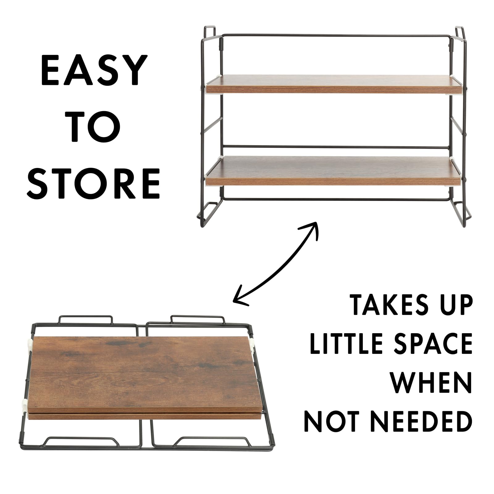 Premium Wooden Desk Organizer - 2-Tier Adjustable Stackable Desktop Shelf for Office Supplies, Books & Decor | Space-Saving Storage Solution for Home Office, Kitchen Counter & Bathroom | 15.75