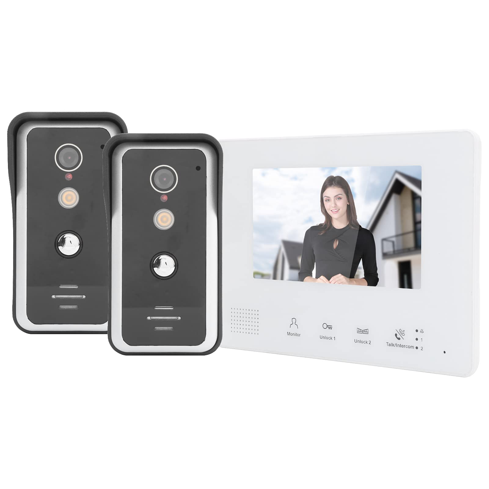 Wired Video Door Phone Doorbell Kit with 2 Cameras - Quick Installation Intercom System with Night Vision for Villa, House, Office & Apartment - Enhanced Home Security for Front Door Monitoring