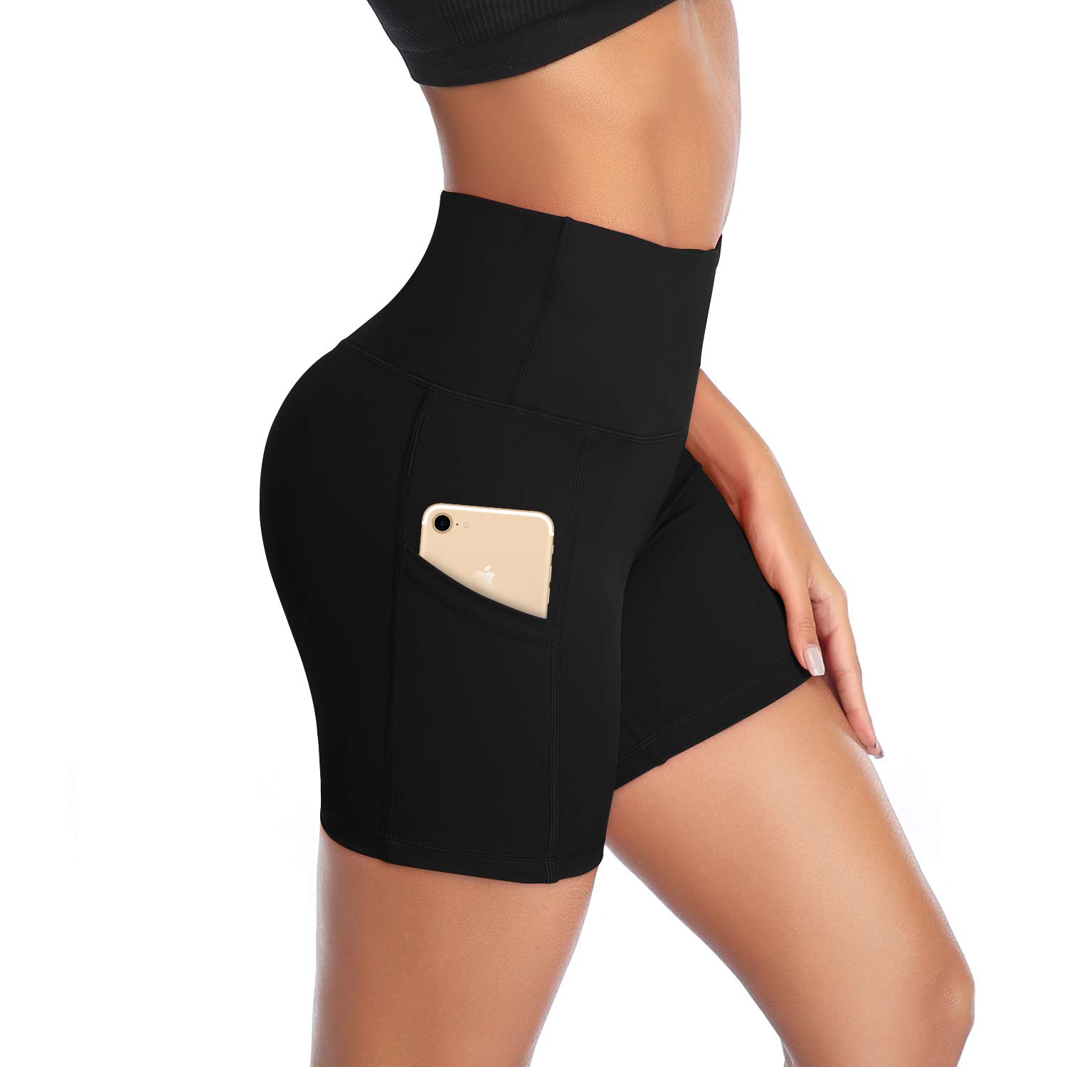 Best High Waist Yoga Shorts for Women - Tummy Control Workout Biker Running Athletic Compression Shorts with Pockets - Perfect for Gym, Yoga, Running & Casual Wear
