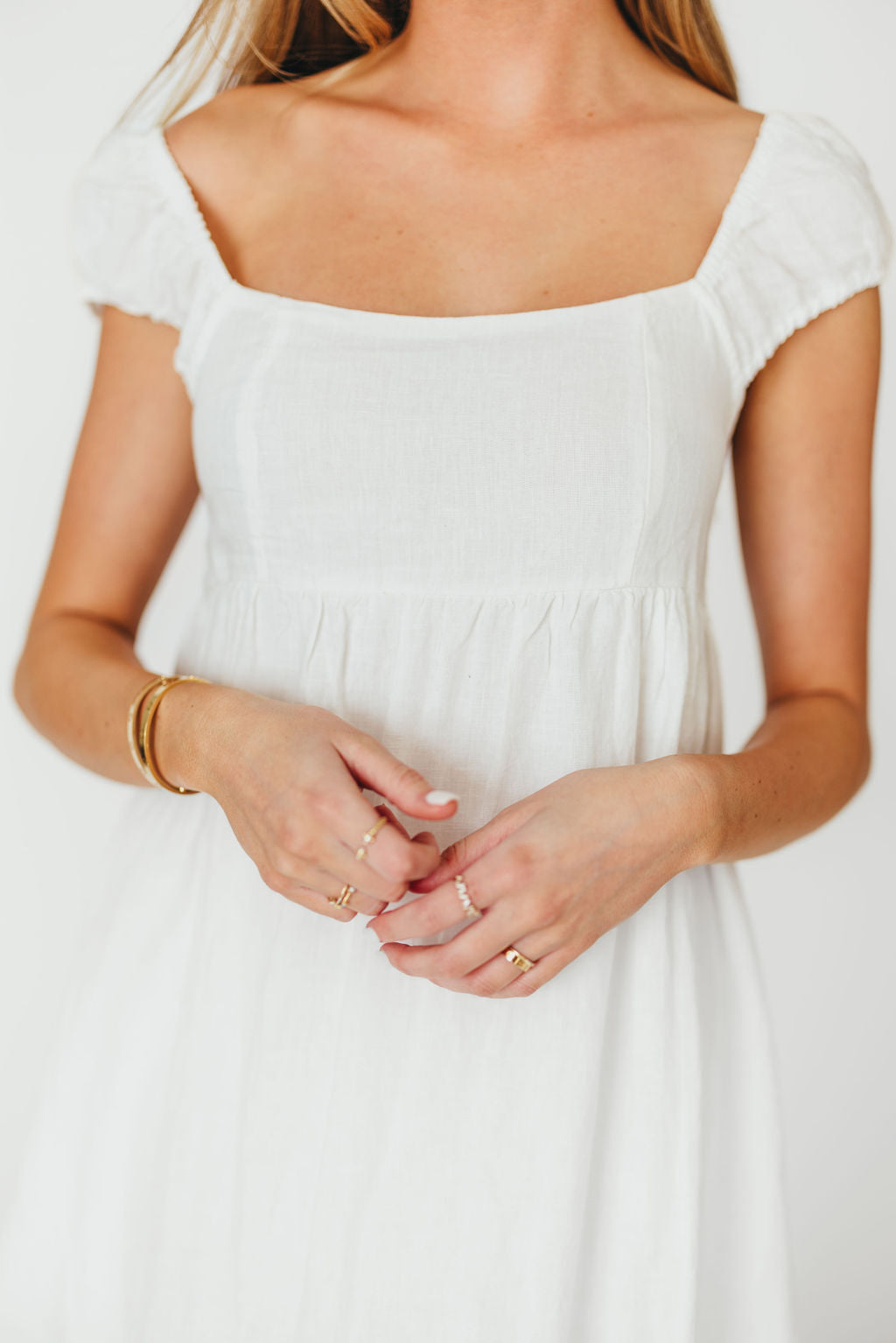 Novella 100% Linen Maxi Dress in Off White - Bump Friendly Maternity Dress for Summer, Beach & Casual Wear - Breathable & Comfortable Linen Fabric for Pregnancy & Nursing