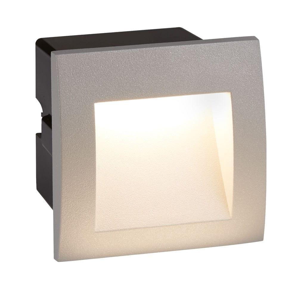 Waterproof LED Recessed Wall Light - Grey Square Outdoor Step Lighting for Garden, Patio, and Walkway Safety