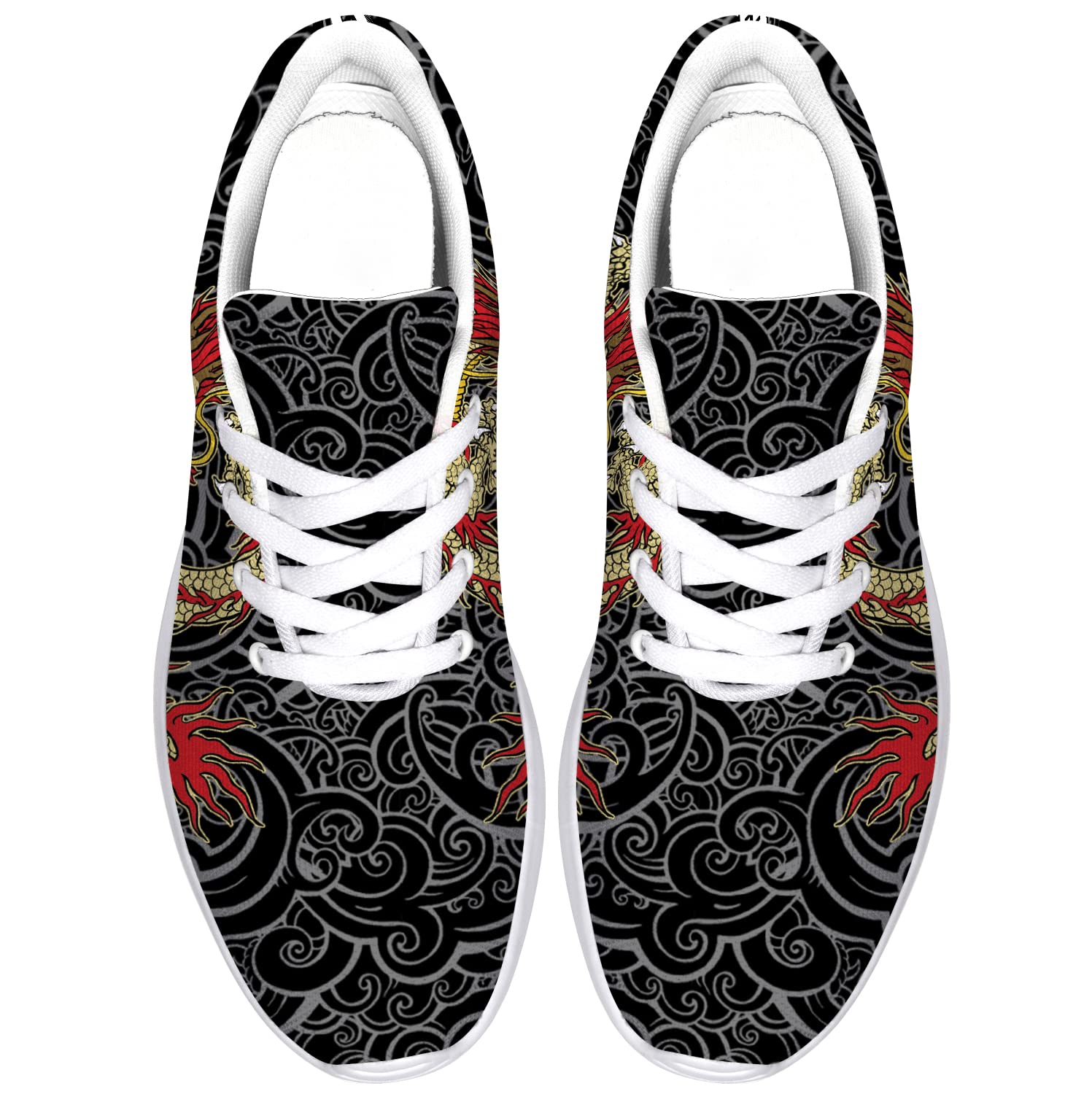 Dragon Design Running Shoes for Women & Men - Lightweight Tennis Golf Sneakers - Breathable Walking Shoes - Perfect Gift for Her & Him - Ideal for Sports, Gym, Workouts & Casual Wear