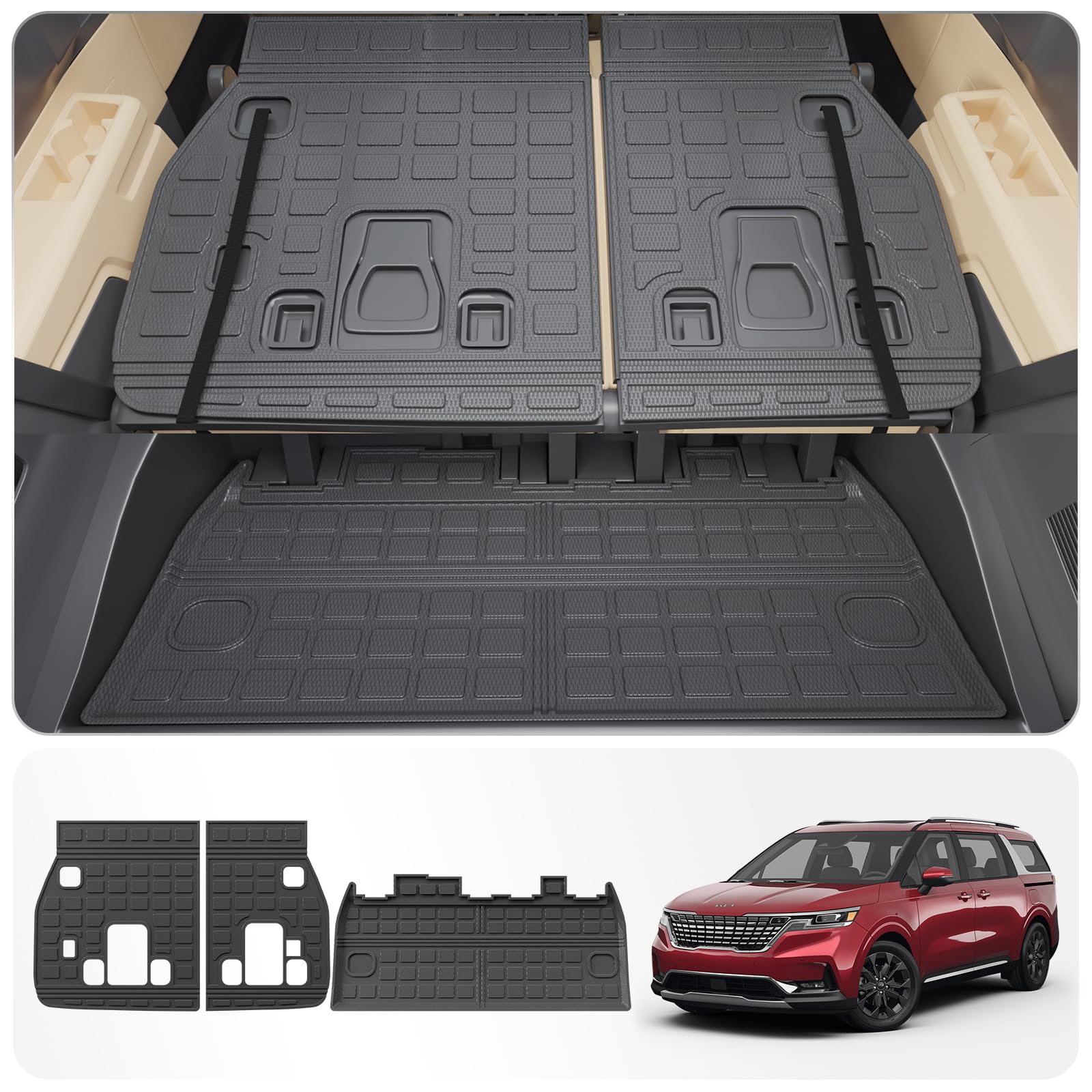 2022-2025 Kia Carnival All-Weather TPE Cargo Mat Trunk Liner - Heavy Duty Back Seat Protector | Perfect for Road Trips, Grocery Hauling & Pet Transport
