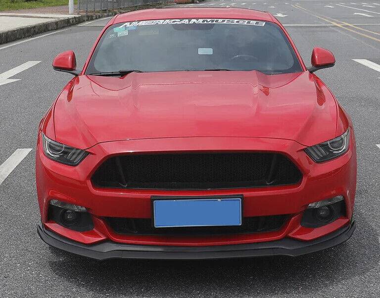 2015-2017 Ford Mustang Front Bumper Lip - 3PC Black Polyurethane Splitter for Enhanced Aerodynamics | Perfect for Street Racing & Car Shows
