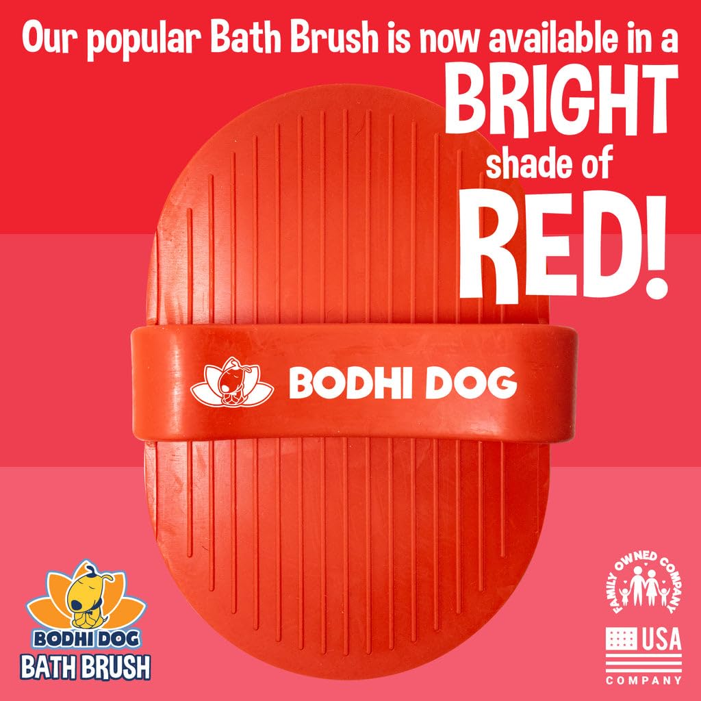 Bodhi Dog Shampoo Brush - Premium Pet Grooming Brush for Dogs & Cats - Bath Brush for Long & Short Hair - Massage Scrubber for Shower & Bathing (Red, 1 Pack) - Perfect for Home Pet Grooming & Spa Days