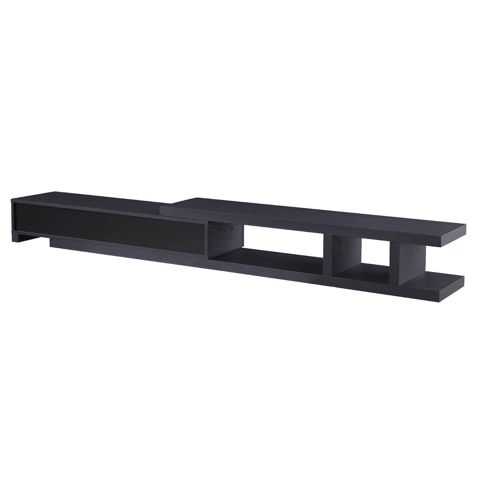Criterion Coventry Extendable TV Stand 279cm - Black Oak Entertainment Center for Living Room, Home Theater & Media Storage
