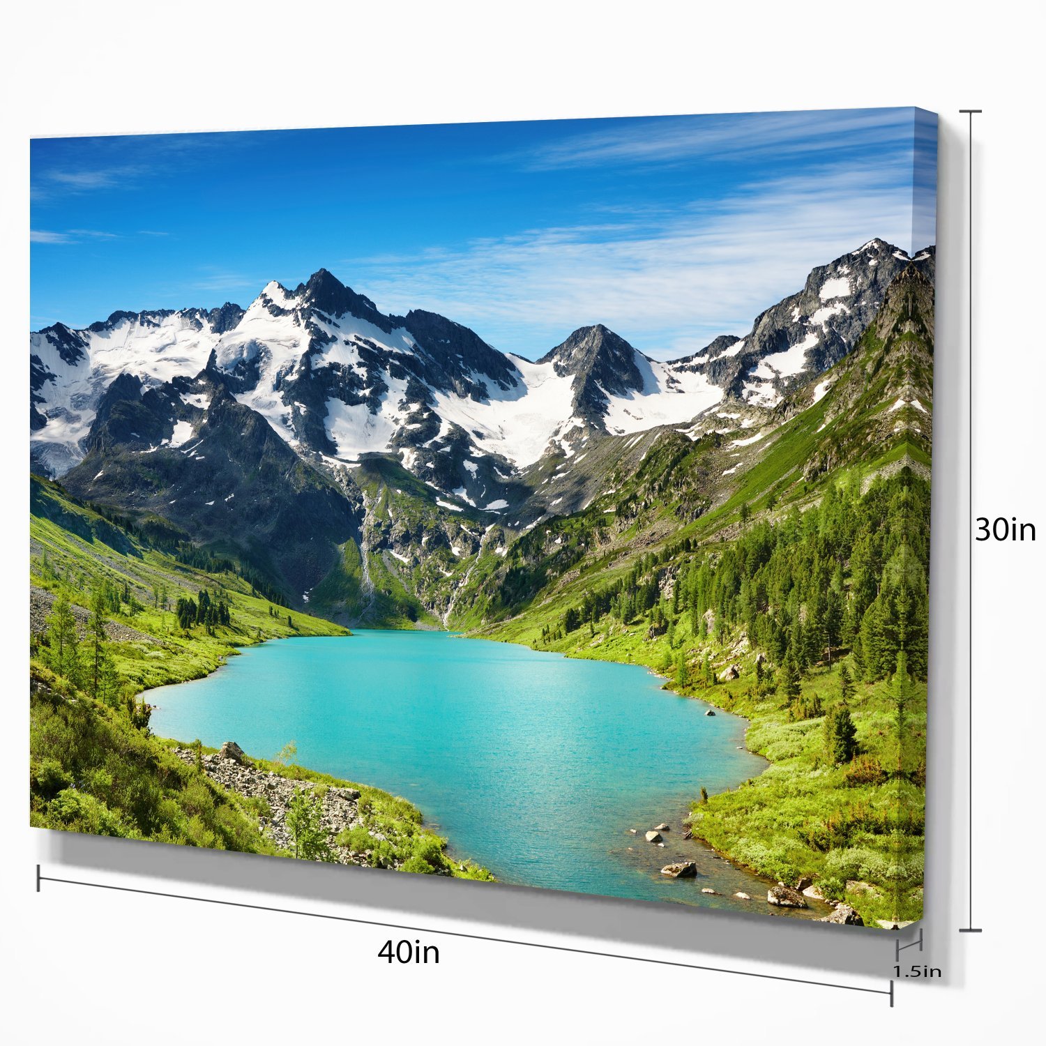 Stunning Mountain Lake Landscape Canvas Art Print - Nature Photography Wall Decor for Living Room, Bedroom & Office