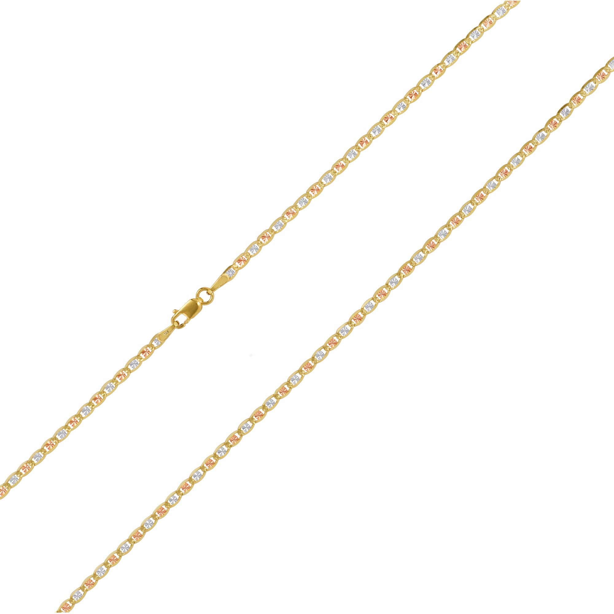 Nuragold 14K Real Yellow Gold & White Gold Solid Valentines Anchor Link Chain Necklace (16