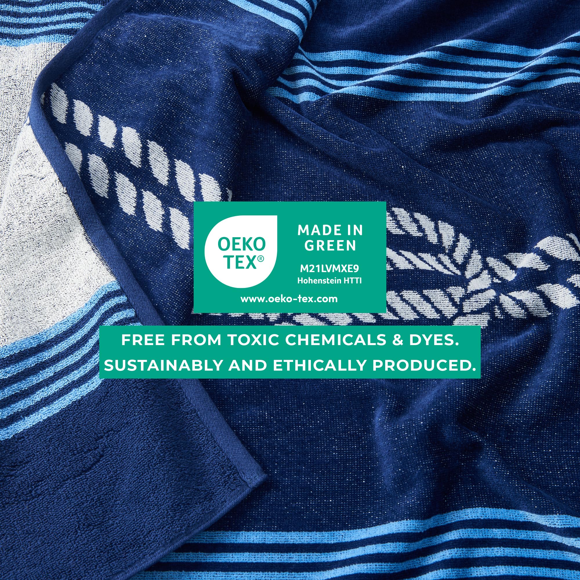 Great Bay Home 100% Cotton Beach Towels - 2 Pack 30x60 Inch Ultra Absorbent Quick Dry Bath Towels for Adults & Kids | Soft Pool, Beach, Gym & Spa Towels (Navy/Royal Blue Knot & Stripe) | Perfect for Swimming, Sunbathing & Travel