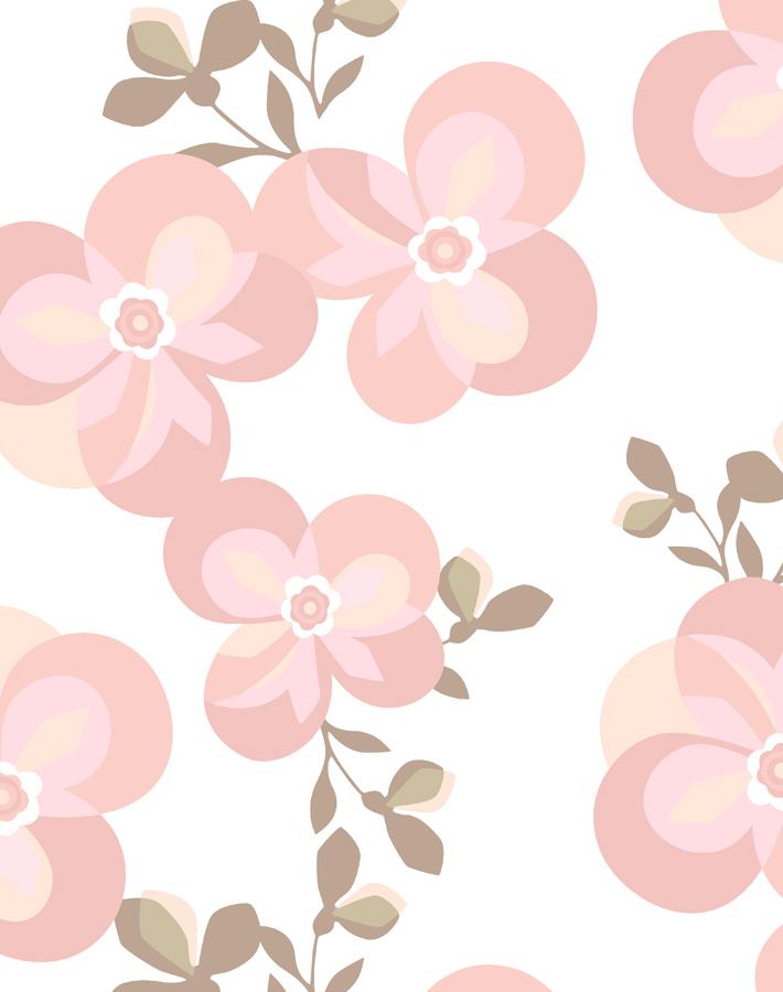 Tea Collection Graphic Flower Wallpaper in Ballet Slipper - Perfect for Nursery, Bedroom, and Home Decor