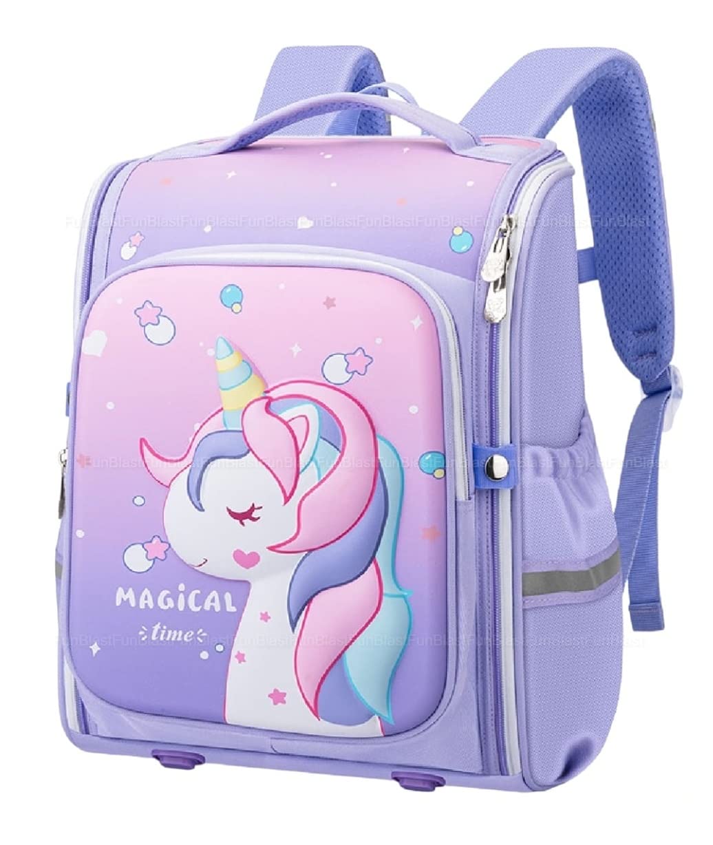 FunBlast Unicorn Backpack for Kids - Ergonomic School Backpack for Boys & Girls, Lightweight Large Capacity Bookbag for Travel, Picnic & Daily Use (15.4