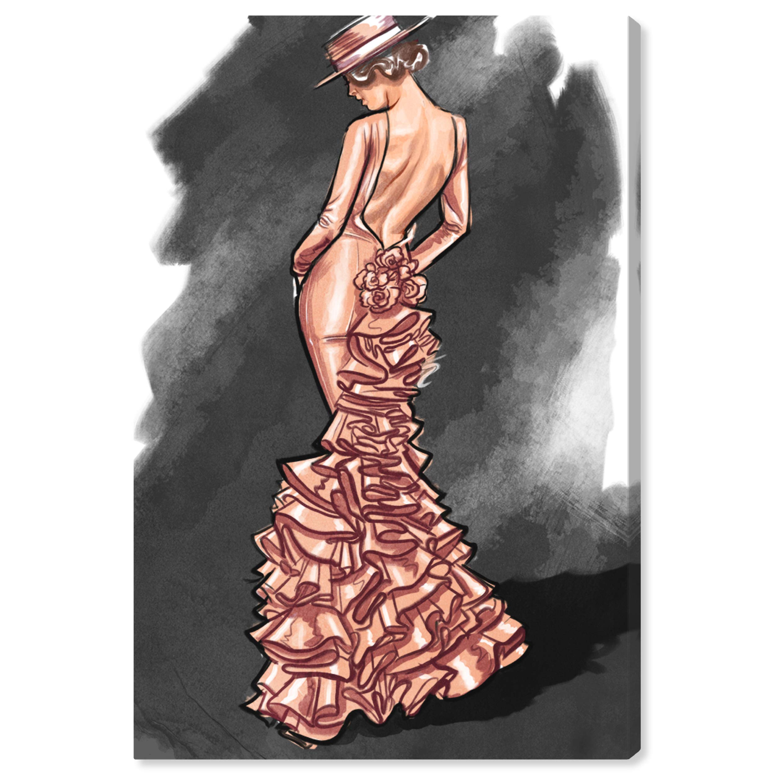 Oliver Gal Artist Co. Flamenco Noir Fashion Glam Wall Art Canvas Print - 10x15 Inch Pink & Black Home Decor - Perfect for Living Room, Bedroom & Office Wall Decor