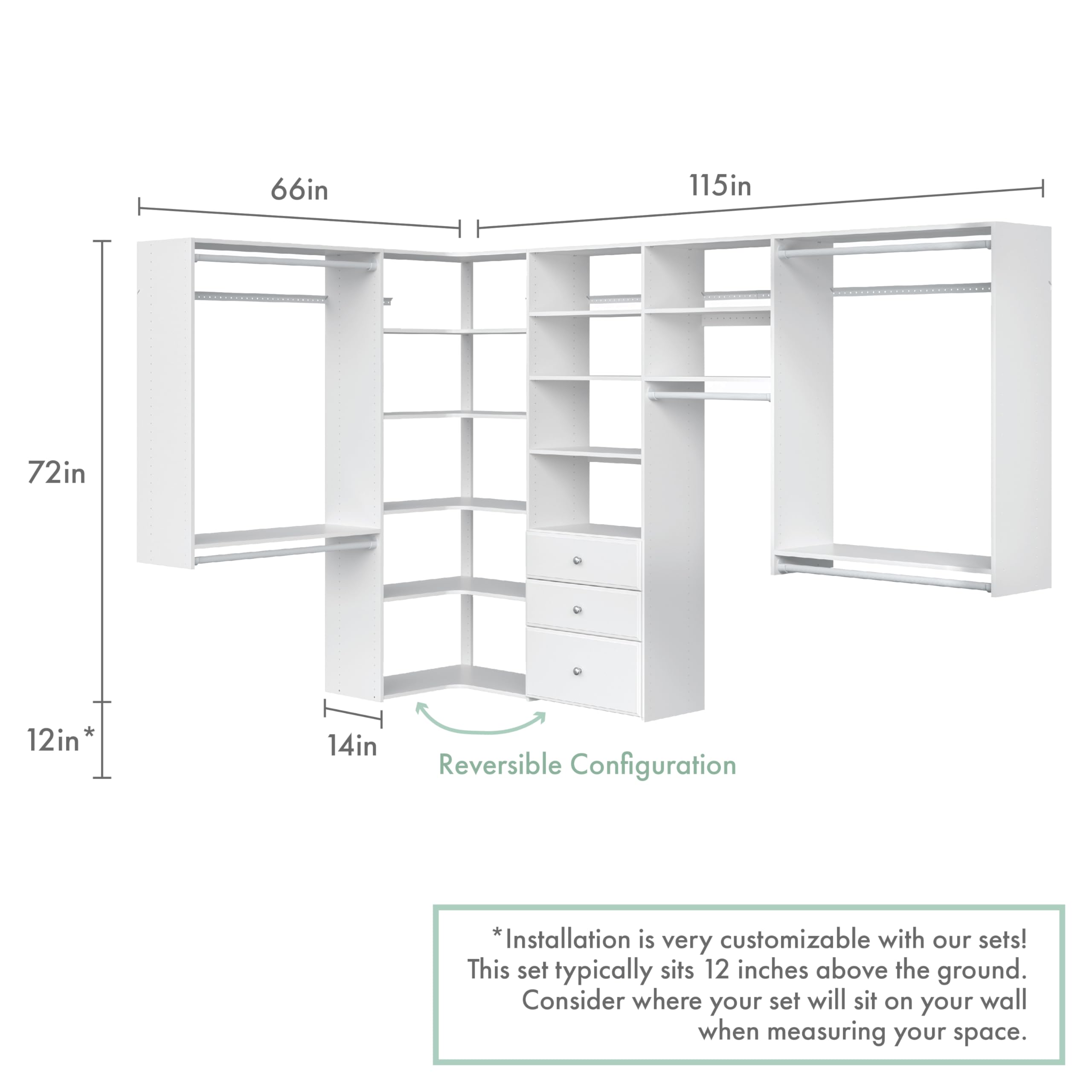 Easy Track Ultimate Corner Wood Kit Closet Organizer - White | Space-Saving Storage Solution for Bedrooms, Walk-In Closets & Home Organization