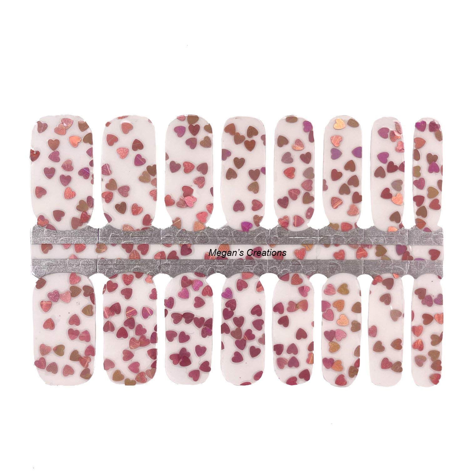 Glitter Hearts Nail Polish Wraps - Self-Adhesive Nail Art Strips for Women | Easy DIY Manicure at Home | Perfect for Valentine's Day, Parties & Special Occasions