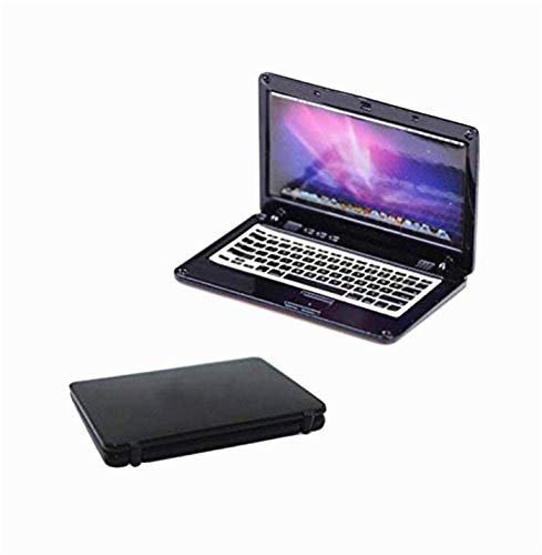 1:12 Mini Laptop Model - 2 Pack Black & Silver Miniature Computers for Dollhouse & Diorama Scenes - Perfect for Model Train Sets, School Projects & Collectible Displays