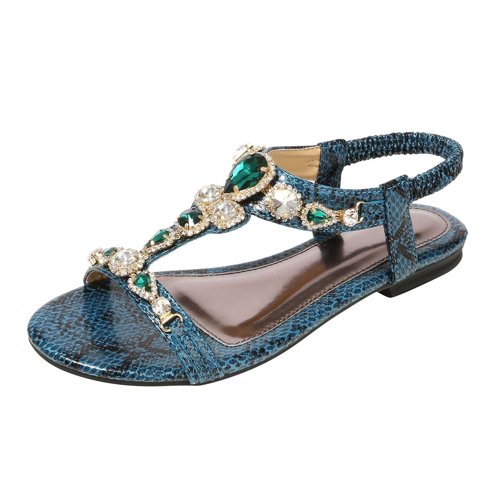 Women's Bamboo Strap Flat Sandals with Buckle - Comfortable Summer Flip Flops for Beach, Pool & Casual Wear