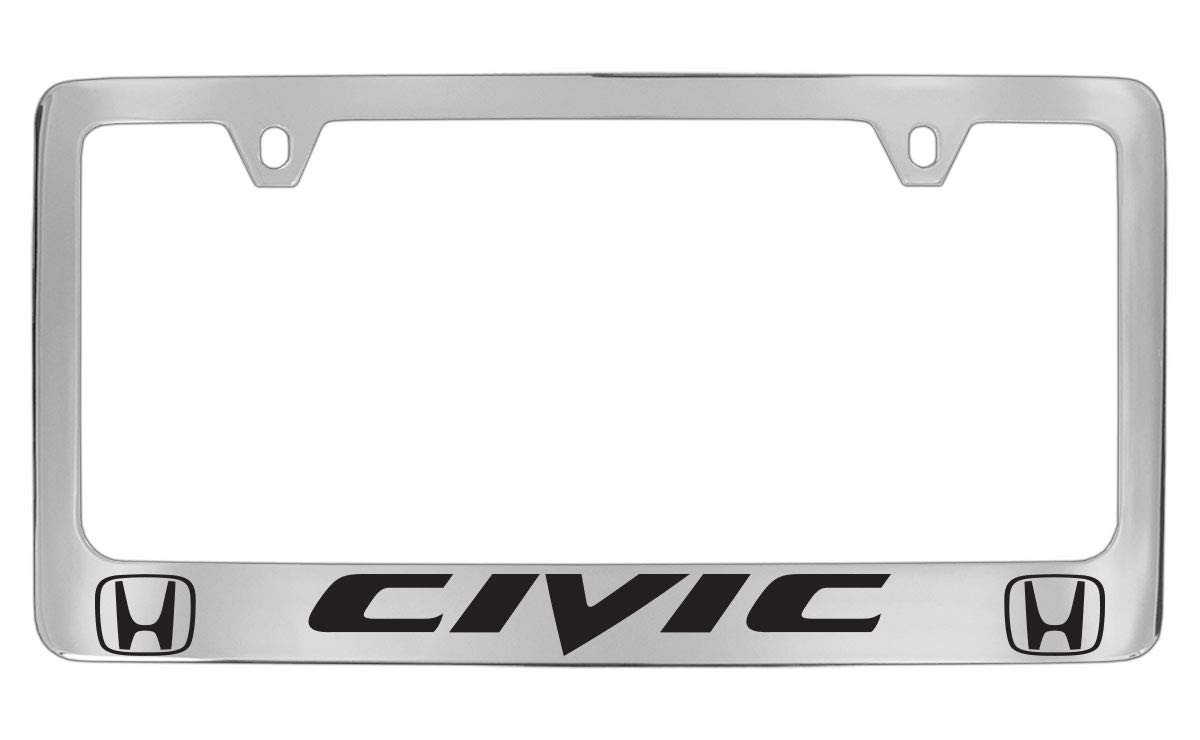 Honda Civic License Plate Frame - Chrome Plated Metal Car Accessory - Perfect for Customizing & Protecting Your Vehicle's Look (Fits 2006-2021 Models)