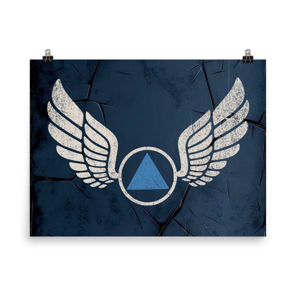 Wings of Recovery Poster - Blue Triangle Edition | Motivational Wall Art for Home & Office Decor | Inspirational Gift for Mental Health Awareness