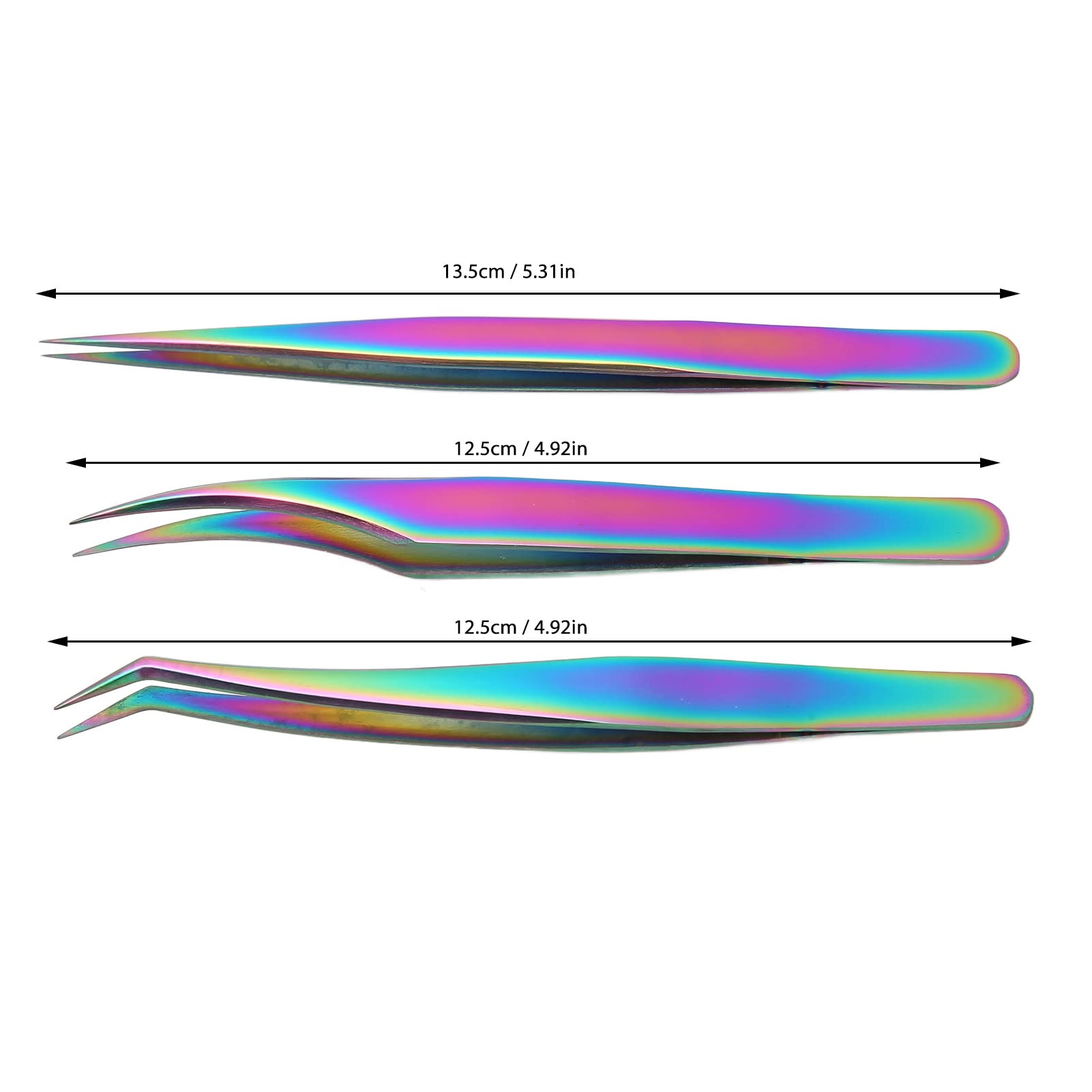 3PCS Professional Eyelash Extension Tweezers Set - Stainless Steel Lash Tweezers for Volume & Individual Extensions (Straight, Pointed, Dolphin Curved Tips) - Perfect for Salon Professionals & DIY Lash Artists at Home
