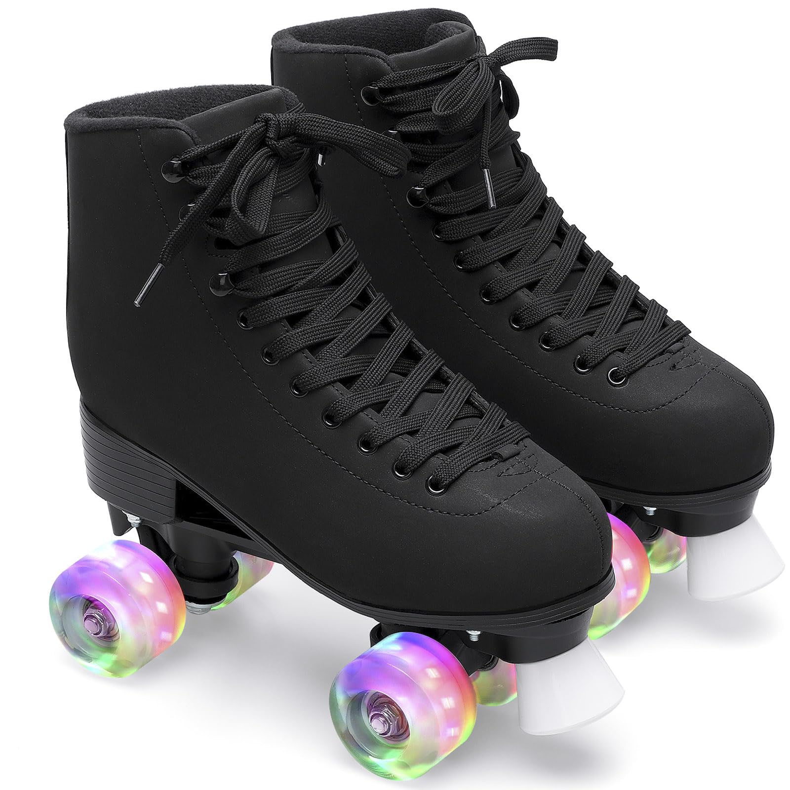 Women's Classic High-Top Roller Skates - Double-Row Quad Skates with LED Lights for Girls & Adults | Indoor & Outdoor Use for Rinks, Parks & Fitness