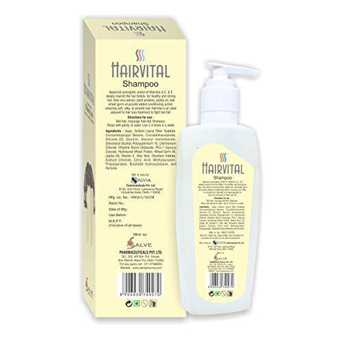 Hairvital Triple Action Shampoo with Aloe Vera, Jojoba Oil & Vitamin E - 200ml | Nourishing & Hydrating for Dry, Damaged Hair | Daily Use for Soft, Shiny & Healthy Hair