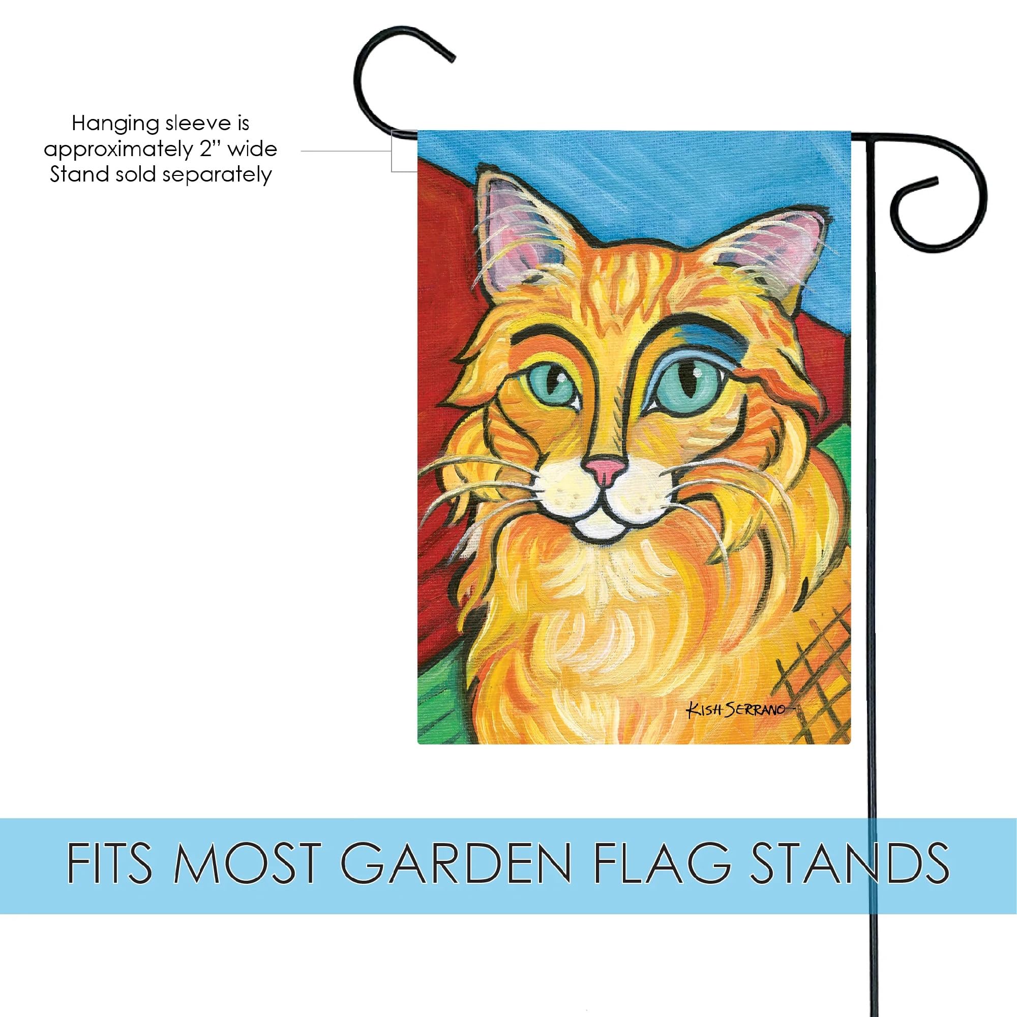 Toland Home Garden 119622 Pawcasso - 12x18 Inch Double Sided Longhaired Orange Cat Garden Flag for Outdoor Yard Decoration | House Flag, Porch Decor, Seasonal Display