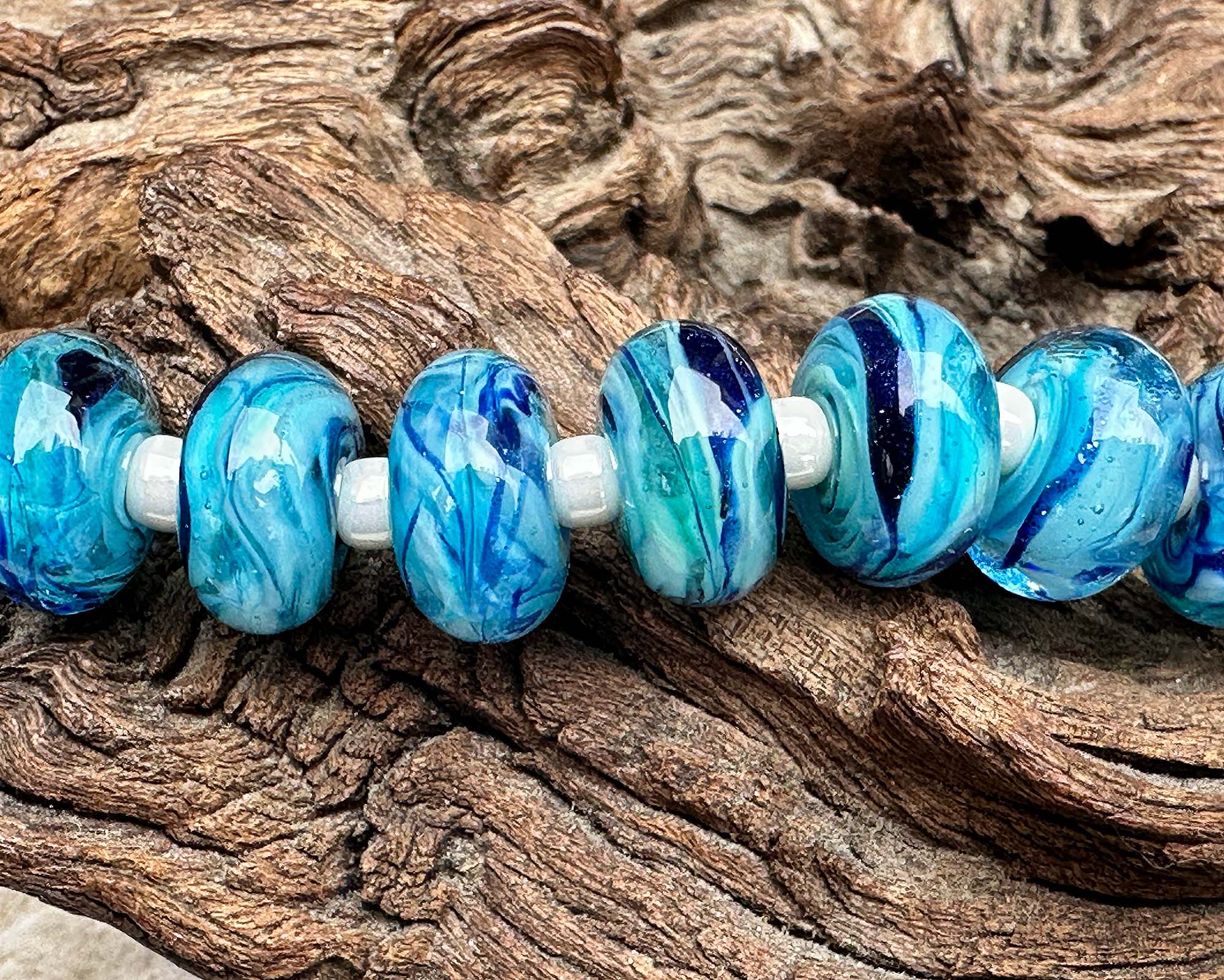 11 Turquoise Sparkle Lampwork Glass Beads Set for Jewelry Making - DIY Bracelets, Necklaces & Craft Projects - SRA Certified