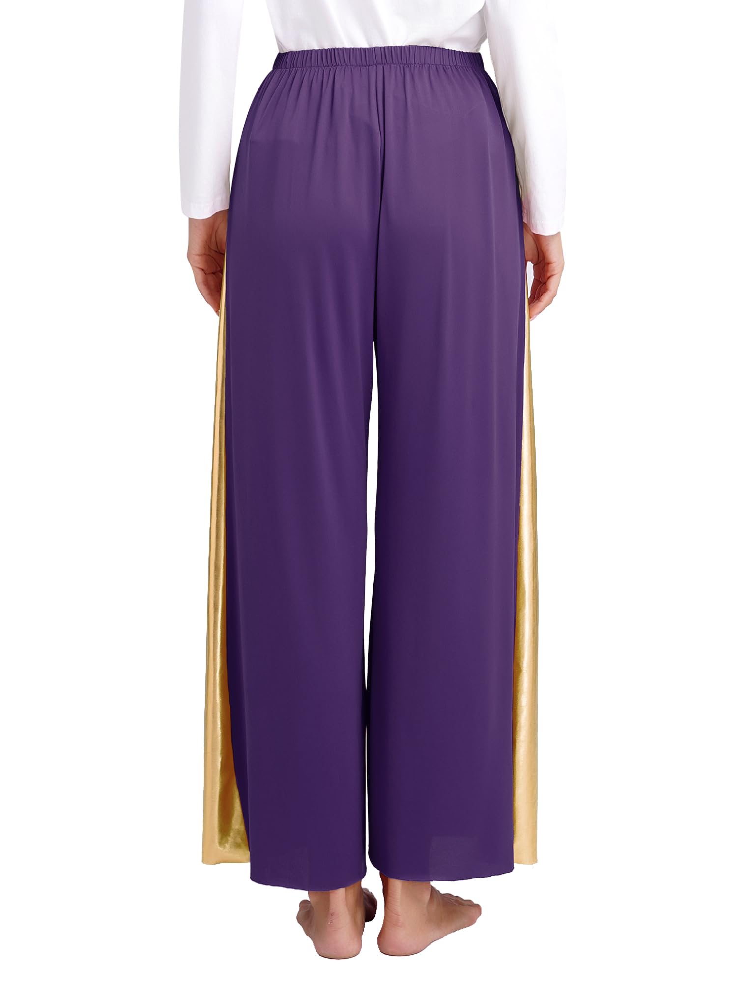 Women's Metallic Patchwork Palazzo Pants - Wide Leg Liturgical Dance Trousers for Praise Worship | Church Performances & Special Occasions