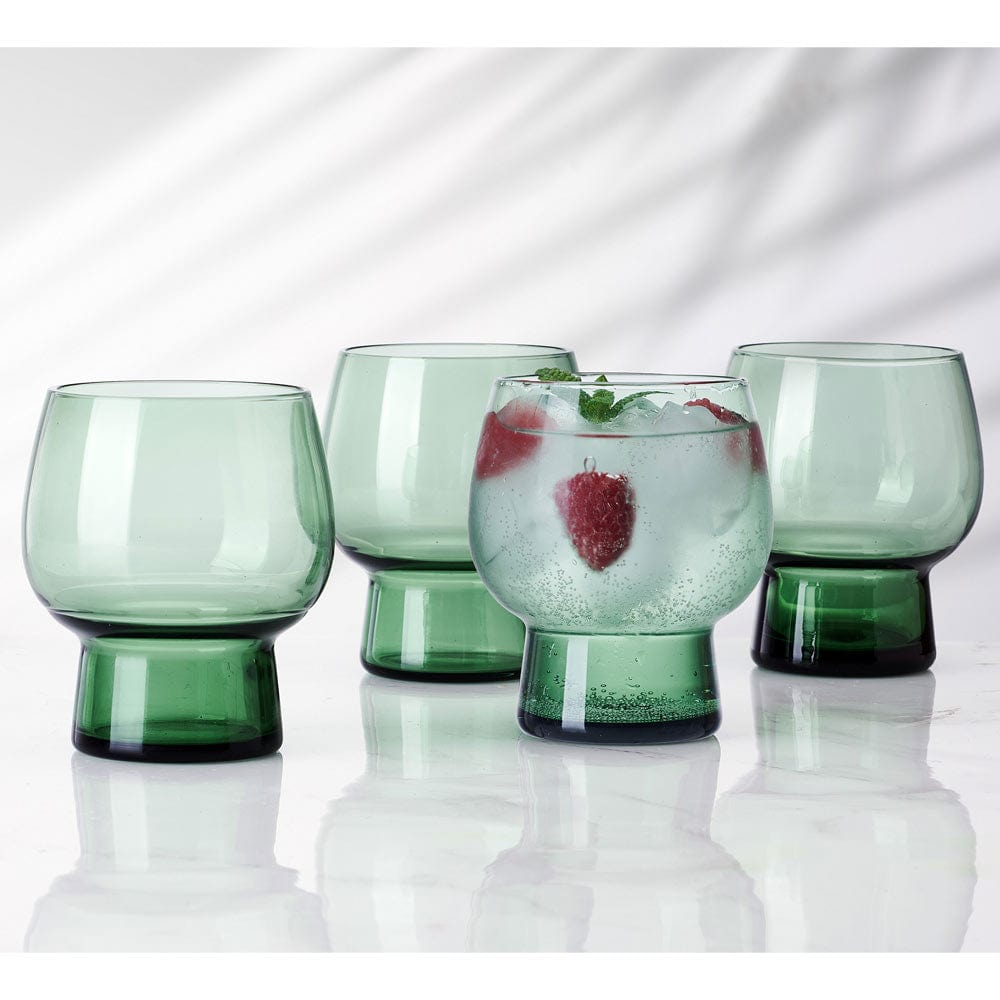 Phoebe Sage Set of 4 Double Old Fashioned Glasses - Elegant Whiskey Cocktail Tumblers for Bourbon, Scotch & Craft Cocktails - Perfect for Home Bars, Dinner Parties & Gifts